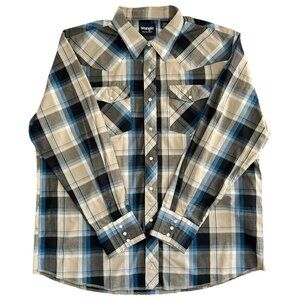 Men's Wrangler Lightweight Western Shirt with Pearl Snap Buttons XXL